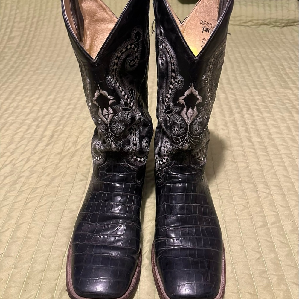 Ferrari Black Embossed Leather Boots